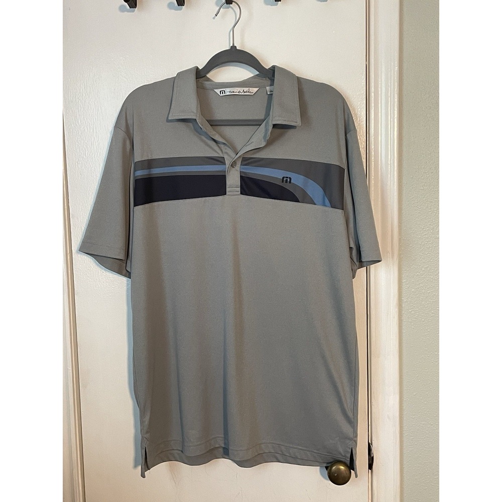 Travis Mathew Mens Large Gray Short Sleeve Par‎ 4 Golf Casual Polo Shirt